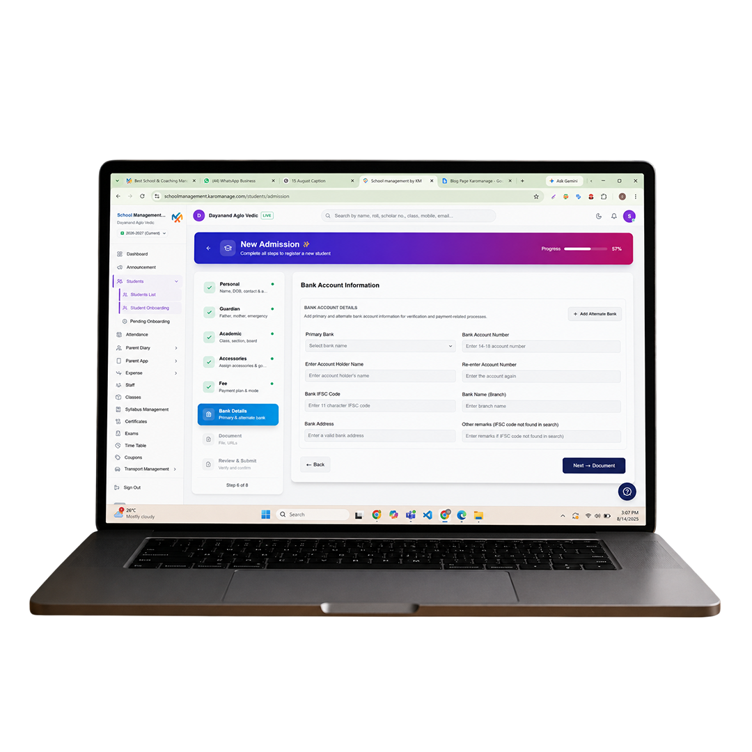 Student Bank Details Management